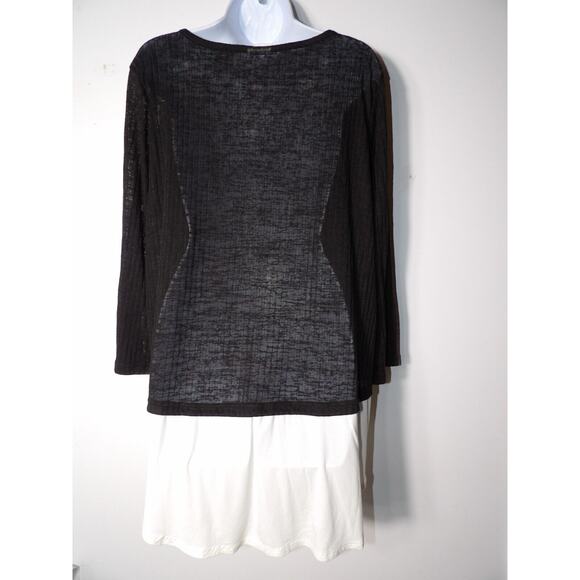 Simple Susan Betro 2X Top Tunic Black White Mixed Media Sweater Career Casual - Picture 4 of 10
